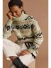 Anthropologie Fair Isle Green Black Tan White Pullover Sweater Size S - photo 3