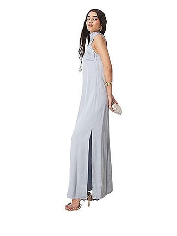ASOS Pale Blue Sleeveless Maxi Dress with Side Slit Cocktail Dress (view 1)