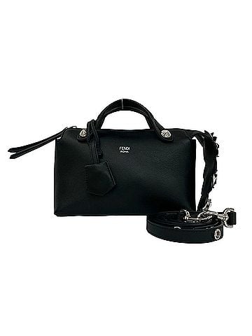 Fendi FENDI By The Way Logo Leather Genuine Floral Embellished 2-Way Shoulder Bag Pouch Handbag Black 19642 (view 1)