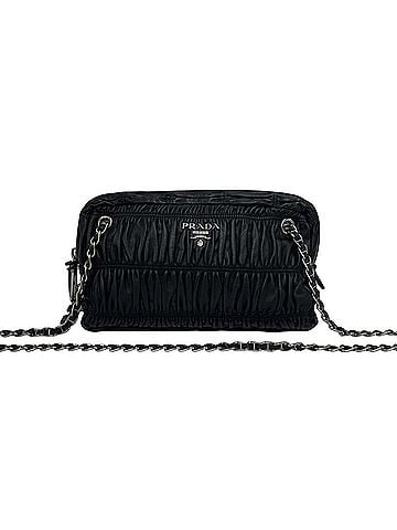 Prada PRADA Prada Logo Hardware Gathered Leather Genuine Chain Semi Shoulder Bag Black 20051 (view 1)