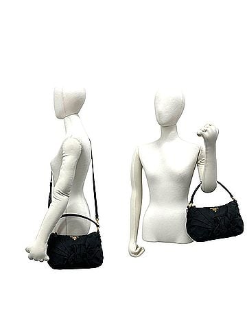 Prada PRADA Prada logo hardware Tessuto Pocono nylon leather genuine 2-way shoulder bag handbag black 07994 (view 2)