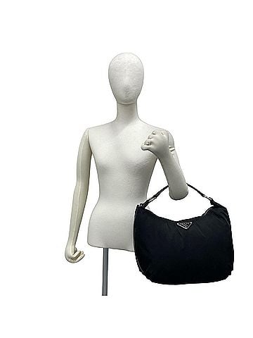Prada PRADA Prada Triangle Logo Hardware Tessuto Nylon Saffiano Leather Shoulder Bag Tote Black 32524 (view 2)