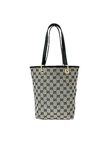 Gucci GUCCI GG Logo Patterned Canvas Leather Mini Tote Bag, Black, Item No. 27721 (view 1)