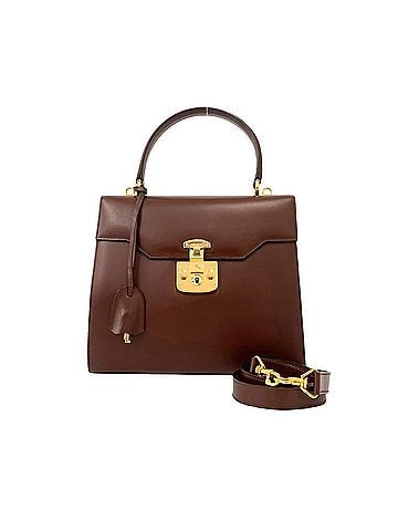 Gucci GUCCI Old Gucci Lady Lock Logo Hardware Leather 2-way Shoulder Bag/Handbag Brown 41482 (view 1)