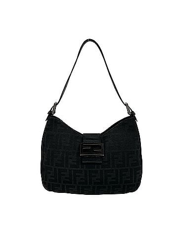 Fendi FENDI Zucca FF Logo Pattern Canvas Leather Semi-One Shoulder Bag Handbag Black 41215 (view 1)