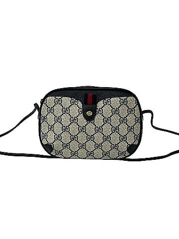 Gucci GUCCI Vintage Sherry Line GG Logo Leather Shoulder Bag, Navy, Size 27-10 (view 1)