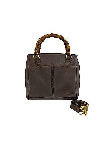 Gucci GUCCI Vintage Bamboo Leather 2-Way Handbag/Shoulder Bag, Brown, 35037 (view 1)