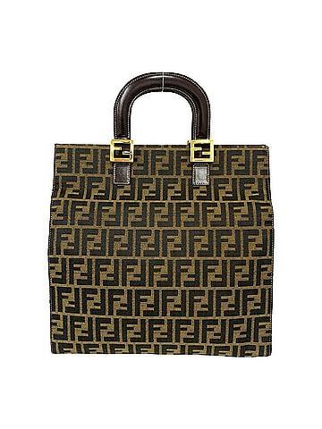 Fendi FENDI Vintage Zucca FF Logo Pattern Canvas Leather Tote Bag Handbag Brown 08445 (view 1)