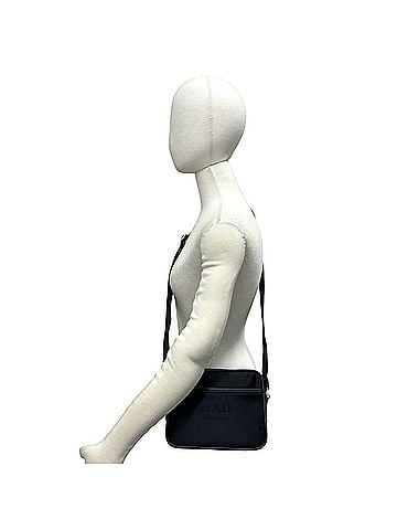 Prada PRADA mini shoulder bag/pouch in black, featuring a triangular logo, Tessuto nylon, and Saffiano leather. (02917) (view 2)