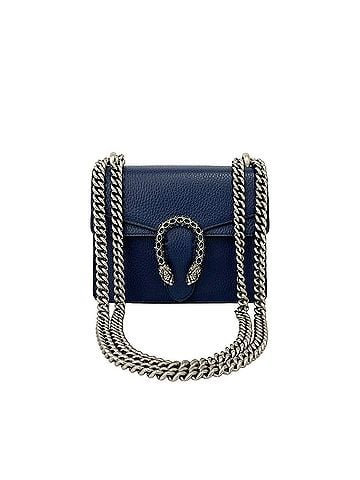Gucci GUCCI Dionysus Rhinestone Hardware Leather Chain Shoulder Bag Navy 80161 (view 1)