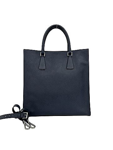 Prada PRADA Prada Triangle Logo Hardware Saffiano Leather Genuine 2-way Handbag Tote Bag Shoulder Navy 920-8 (view 1)