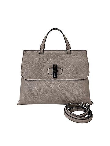 Gucci GUCCI Bamboo Daily Leather Turnlock 2-way Handbag/Shoulder Bag/Tote Bag, Gray, 33719 (view 1)