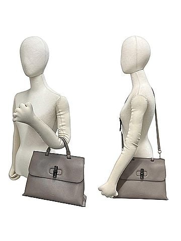 Gucci GUCCI Bamboo Daily Leather Turnlock 2-way Handbag/Shoulder Bag/Tote Bag, Gray, 33719 (view 2)