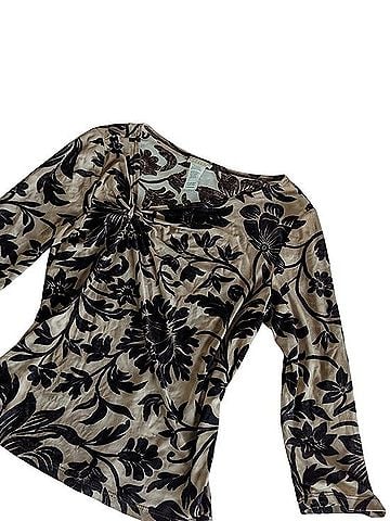 Debut Beige Floral Twist-Neck Long Sleeve Top Long Sleeve T-Shirt (view 2)