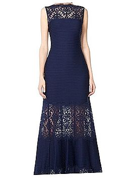 Tadashi Shoji Lace Pintuck Evening Gown Cocktail Dress (view 2)