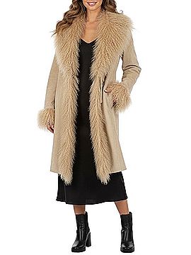 Raffaelo Leather Vintage 1997 Beige Leather Penny Lane Afghan Shearling Jacket | Cottagecore Boho Retro 70s Y2K Coat (view 2)