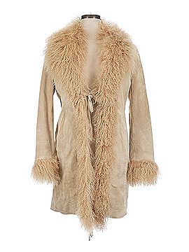 Raffaelo Leather Vintage 1997 Beige Leather Penny Lane Afghan Shearling Jacket | Cottagecore Boho Retro 70s Y2K Coat (view 1)