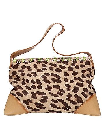 Dolce & Gabbana D&amp;G (D&amp;G) Haircalf Leopard Print x Leather Handbag, Beige, Women's (view 1)