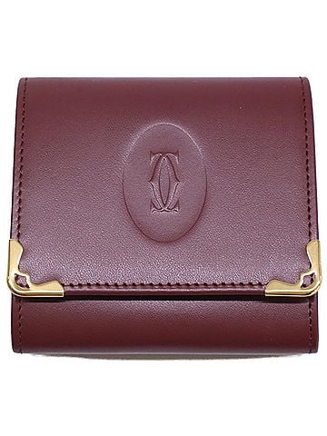Cartier Cartier Must Line Leather Wallet/Coin Case, Bordeaux, Men's (view 1)