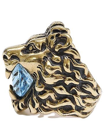 Gucci GUCCI 2108H 8402 Lion Head Crystal Ring, Gold, Men's (view 2)