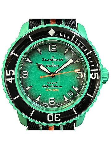 BLANCPAIN Swatch Blancpain Scuba Fifty Fathoms Indian Ocean Watch, Total Weight 44.5g, Ceramic, Automatic Movement, Green Dial, SO35I100 (view 1)