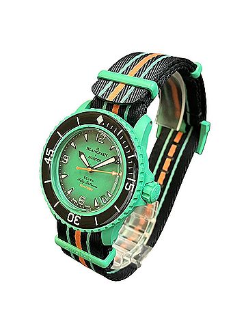 BLANCPAIN Swatch Blancpain Scuba Fifty Fathoms Indian Ocean Watch, Total Weight 44.5g, Ceramic, Automatic Movement, Green Dial, SO35I100 (view 2)