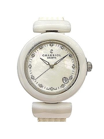 Charriol CHARRIOL AEL wristwatch, total weight 51g, stainless steel, rubber strap, quartz movement, mother-of-pearl dial. (view 1)