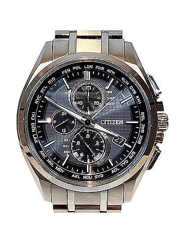 Citizen Citizen Direct Flight Attesa Watch, Total Weight 87.8g, Titanium, Radio-Controlled Solar, Black Dial, AT8040-57E (view 1)
