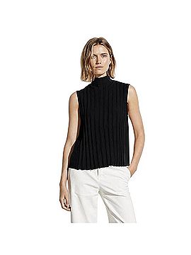 Vince. Mixed Rib Sleeveless Turtleneck Top Sleeveless Blouse (view 1)