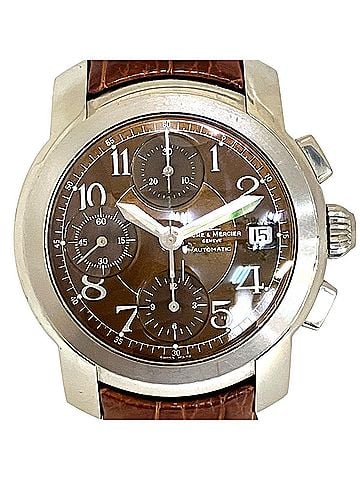 BAUME & MERCIER Baume &amp; Mercier Capeland Watch, Total Weight 90.4g, Stainless Steel, Genuine Leather Strap, Automatic Movement, Black Dial, MV045216 (view 1)