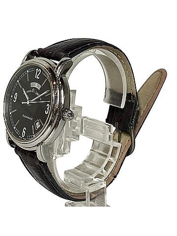 Maurice Lacroix Maurice Lacroix Pontos Day-Date watch, total weight 47.8g, stainless steel, leather strap, automatic movement, black dial, 09777 (view 2)
