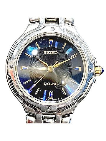 Seiko Seiko Exceline watch, total weight 39.8g, stainless steel, quartz movement, navy dial, model number 2J31-0020. (view 1)