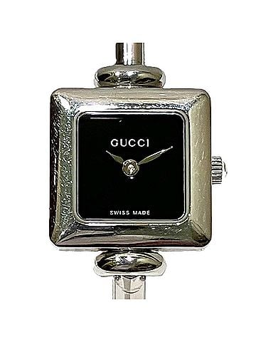 Gucci Gucci bangle watch, total weight 24g, stainless steel, quartz movement, black dial, 1900L. (view 1)