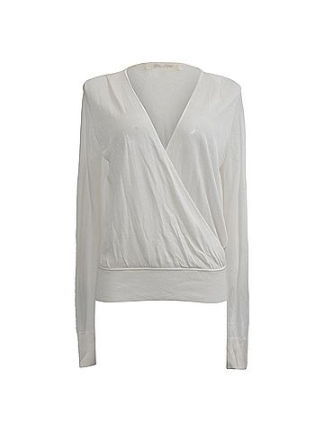 Diane von Furstenberg Diane Von Furstenberg Knit Wrap Style Top in White Cotton (view 1)