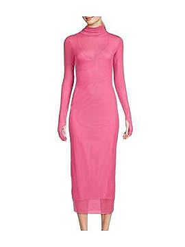 AFRM Shailene Midi Azalea Pink Cocktail Dress (view 1)