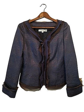 Carolina Herrera Blue Metallic Evening Jacket Jacket (view 1)
