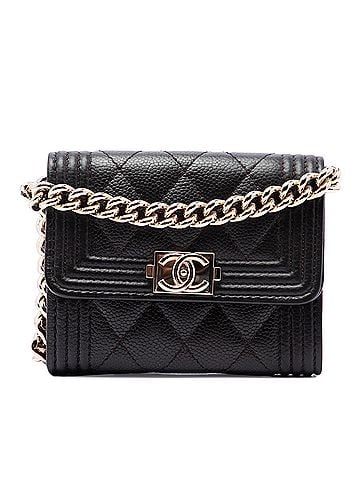 Chanel Quilted Caviar Boy Card Holder with Chain (view 1)