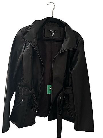 Kenneth Cole New York Faux Leather Belted Jacket Jacket (view 2)