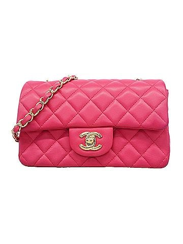Chanel Chanel Mini Matelassé Chain Shoulder Bag, Lambskin, Pink, Women's (view 1)