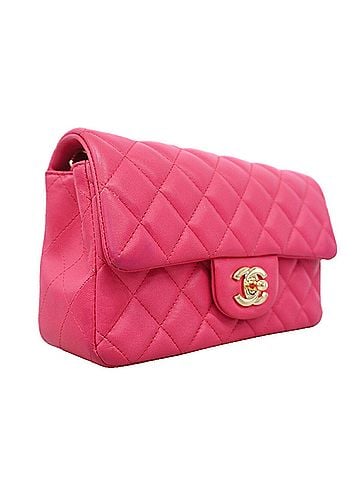Chanel Chanel Mini Matelassé Chain Shoulder Bag, Lambskin, Pink, Women's (view 2)