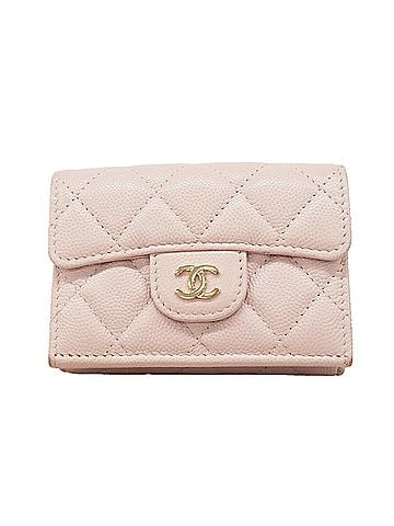 Chanel Chanel Tri-fold Wallet, Matelassé Caviar Leather, Pink, Women's (view 1)