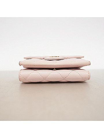 Chanel Chanel Tri-fold Wallet, Matelassé Caviar Leather, Pink, Women's (view 2)