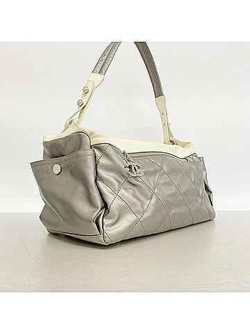 Chanel Chanel Paris Biarritz Shoulder Bag, Canvas, Gray, Women's (view 2)