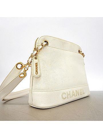 Chanel Chanel Shoulder Bag, Chain Shoulder, Caviar Leather, White, Women's (view 2)