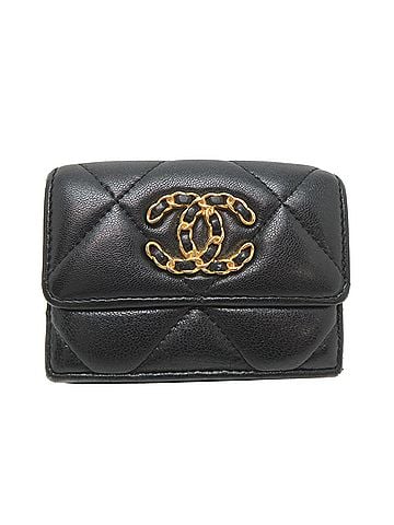 Chanel Chanel Small Flap Wallet, Women's Tri-fold AP1789, Lambskin, Black (view 1)