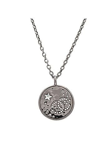 Chanel CHANEL Coco Mark Medallion Chain Necklace Pendant Coin Motif Star Rhinestone Metal Gunmetal B24K ABE554 (view 2)