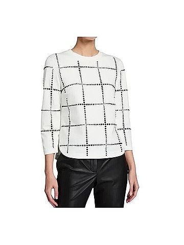 Akris Punto Studded Grid 3/4 Sleeve T-Shirt (view 1)