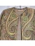 Kate Hill 100% Silk Paisley Green Yellow Blazer Size M - photo 7