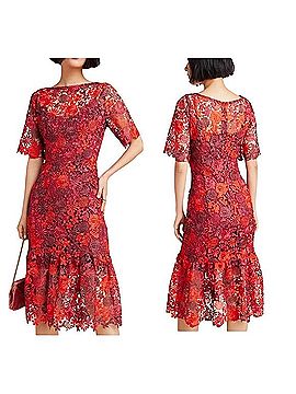 Anthropologie Brigitte Embroidered Midi Dress Cocktail Dress (view 1)
