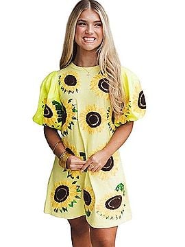Queen of Sparkles Sunflower Sequin Dress Casual Dress (view 2)